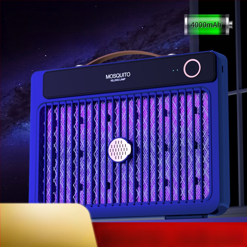 LED-es világítású elektromos szúnyogriasztó lámpa, beépített 1001–1600 mAh akkumulátorral, 41–60 m²-es területhez, üzemidő 6–8 óra
