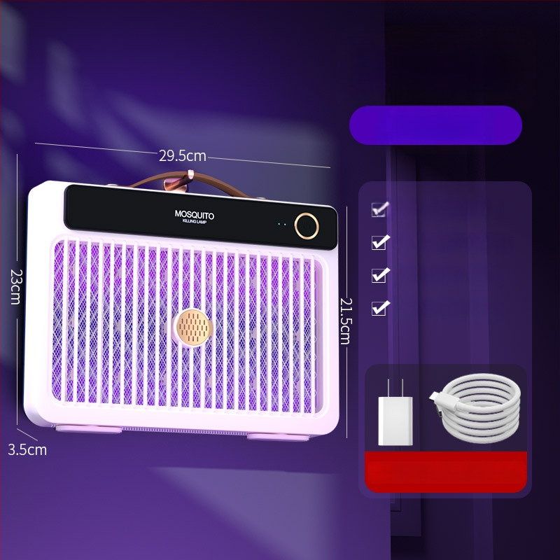 LED-es világítású elektromos szúnyogriasztó lámpa, beépített 1001–1600 mAh akkumulátorral, 41–60 m²-es területhez, üzemidő 6–8 óra