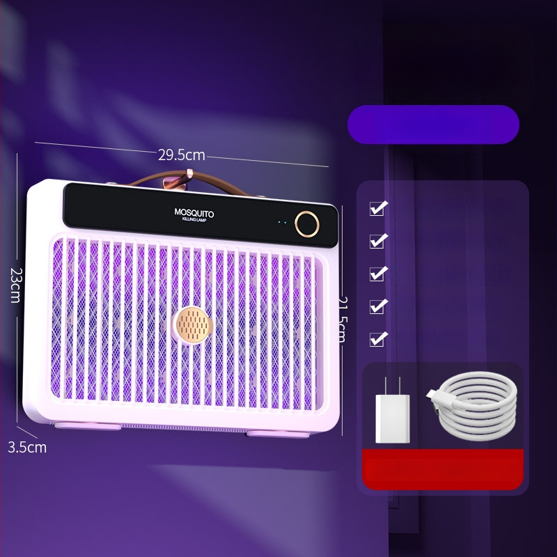 LED-es világítású elektromos szúnyogriasztó lámpa, beépített 1001–1600 mAh akkumulátorral, 41–60 m²-es területhez, üzemidő 6–8 óra