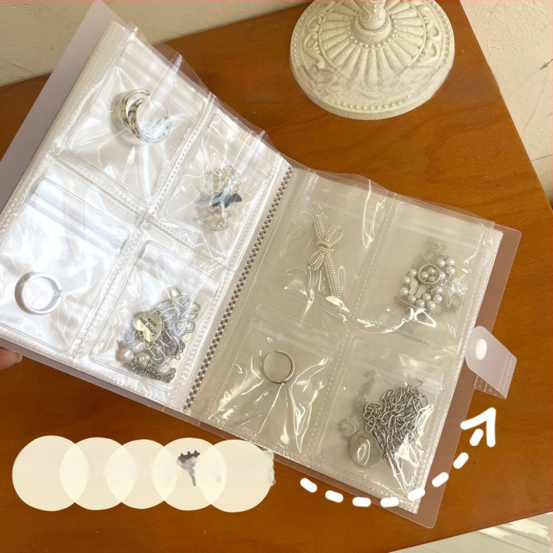 Ékszer kiállító állvány átlátszó PVC tasakkal, por- és oxidáció elleni védelemmel, 6 rétegű, utazási szervező