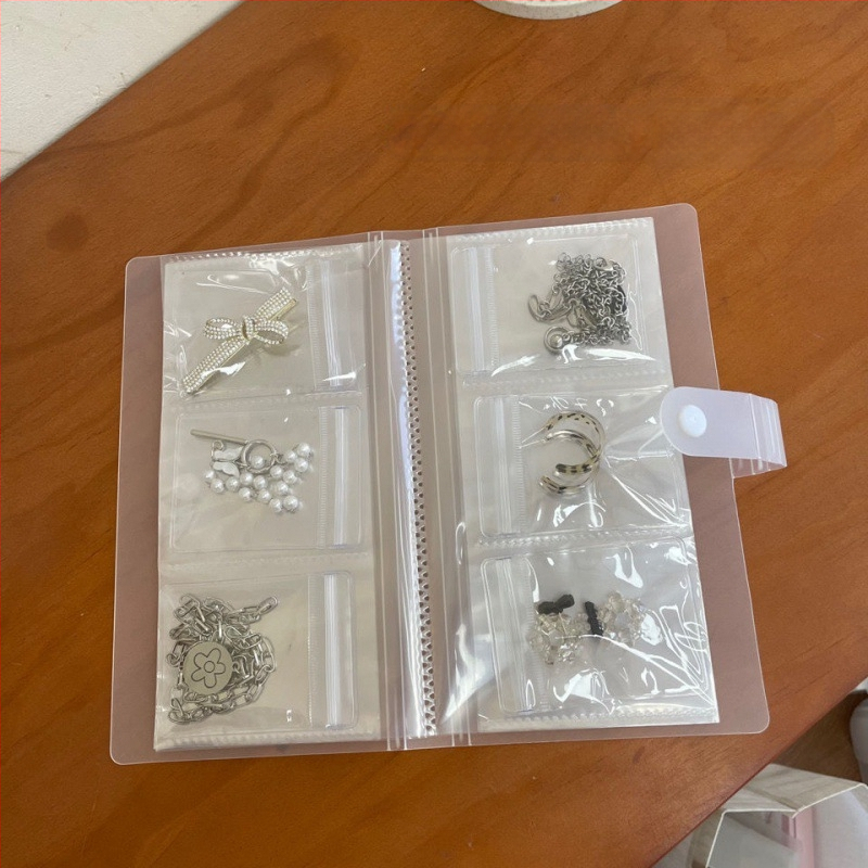 Ékszer kiállító állvány átlátszó PVC tasakkal, por- és oxidáció elleni védelemmel, 6 rétegű, utazási szervező