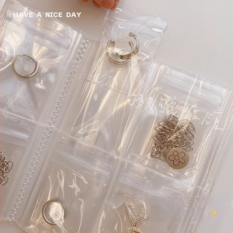 Ékszer kiállító állvány átlátszó PVC tasakkal, por- és oxidáció elleni védelemmel, 6 rétegű, utazási szervező