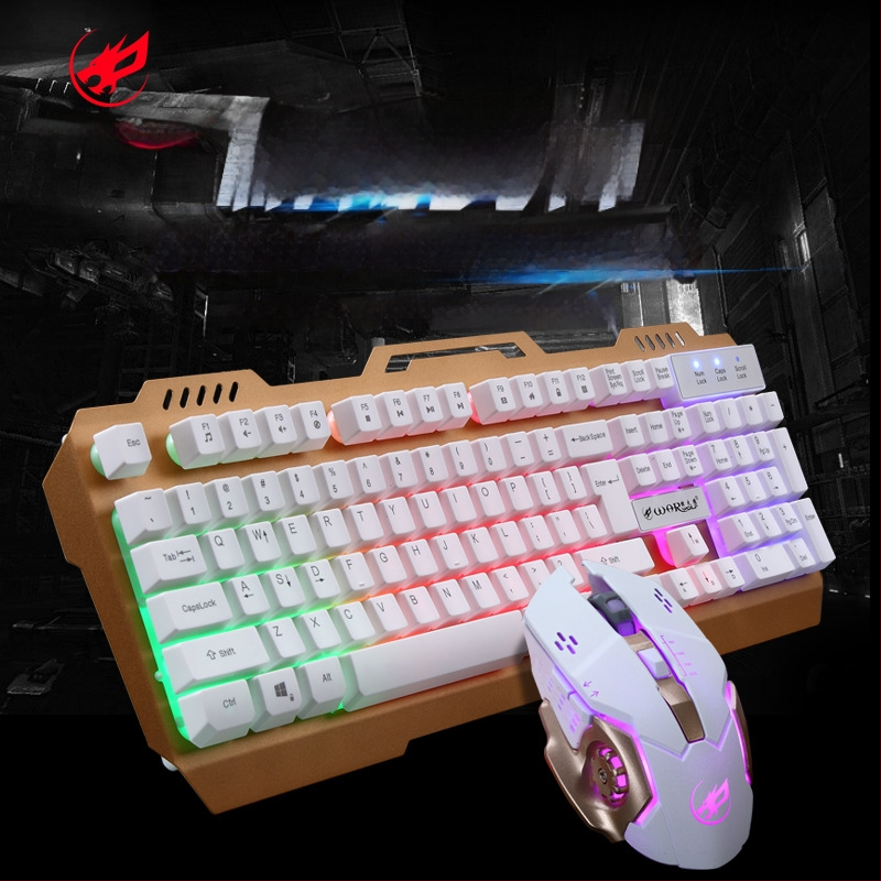 Fire Wolf USB mehanički gaming tipkovnica i miš set, žično, makro programiranje, 3200 DPI, ergonomski, vodootporan, kabel 1.8 m