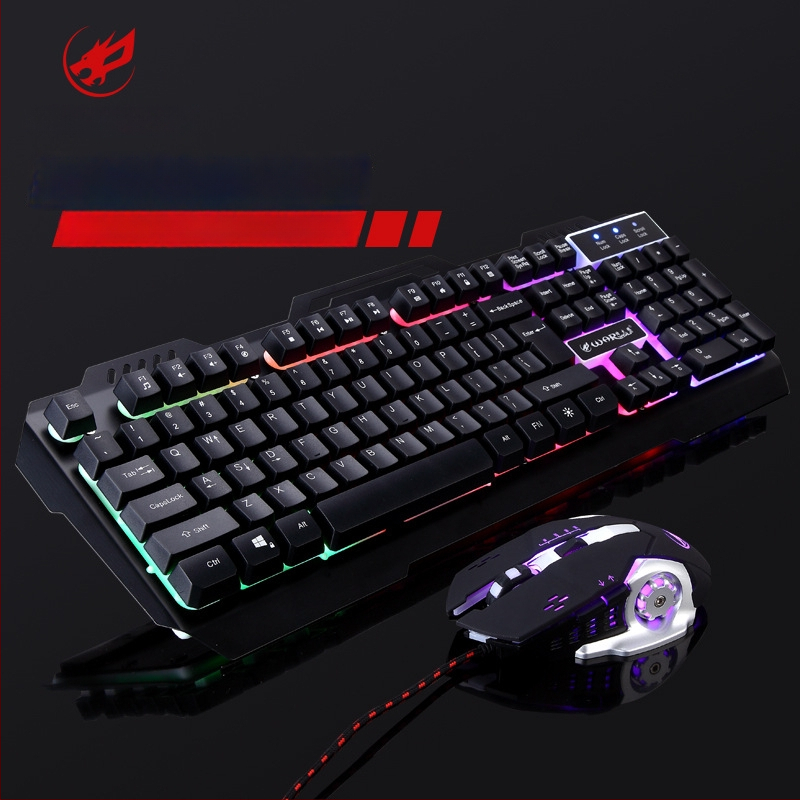 Fire Wolf USB mehanički gaming tipkovnica i miš set, žično, makro programiranje, 3200 DPI, ergonomski, vodootporan, kabel 1.8 m