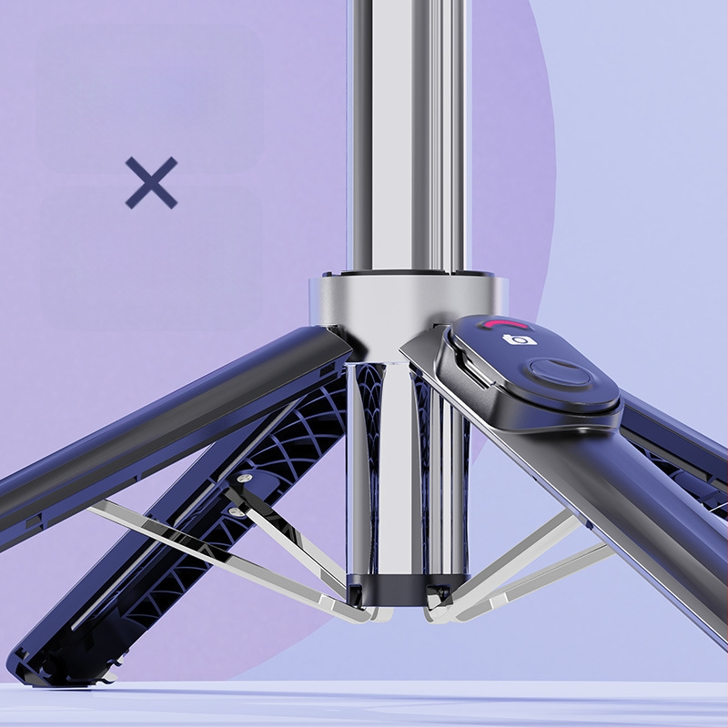 Četrkājains telefona statīvs tiešraidei ar Bluetooth tālvadību un iebūvētu apgaismojumu