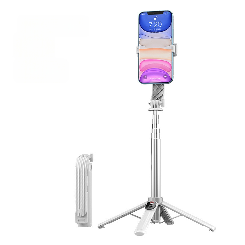 Četrkājains telefona statīvs tiešraidei ar Bluetooth tālvadību un iebūvētu apgaismojumu