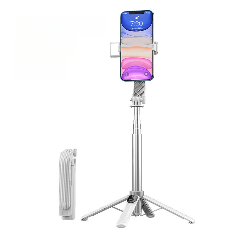 Četrkājains telefona statīvs tiešraidei ar Bluetooth tālvadību un iebūvētu apgaismojumu