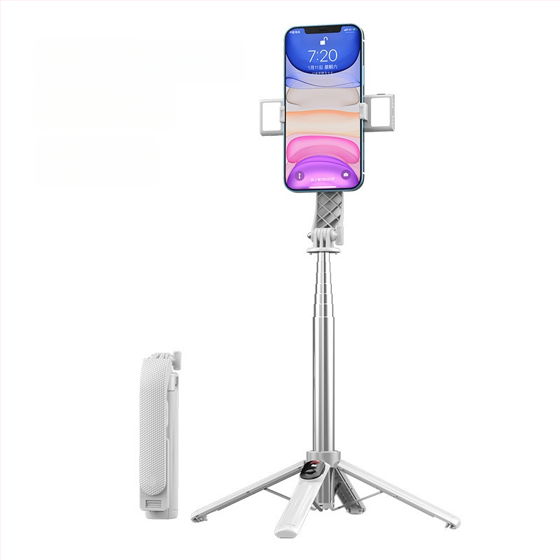 Četrkājains telefona statīvs tiešraidei ar Bluetooth tālvadību un iebūvētu apgaismojumu