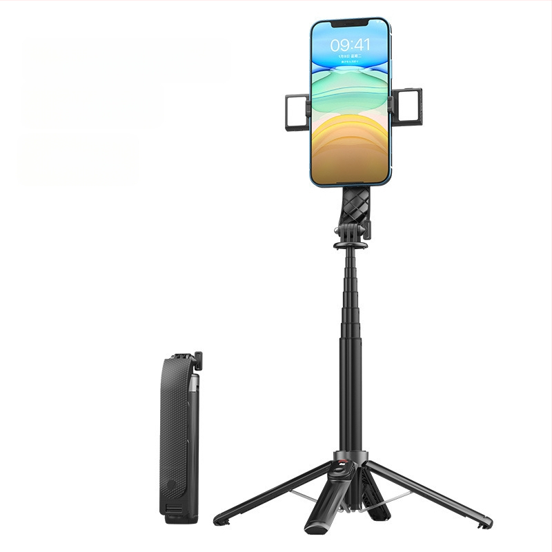 Četrkājains telefona statīvs tiešraidei ar Bluetooth tālvadību un iebūvētu apgaismojumu