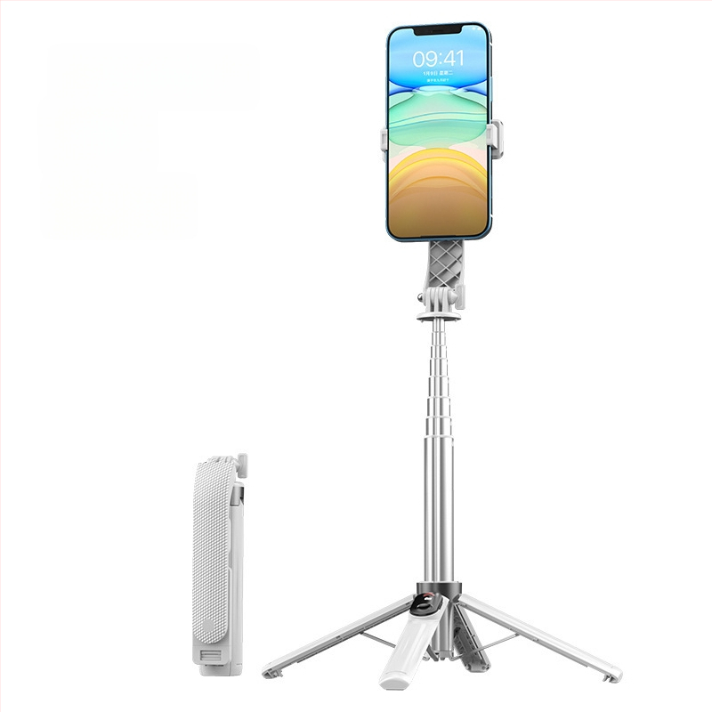 Četrkājains telefona statīvs tiešraidei ar Bluetooth tālvadību un iebūvētu apgaismojumu