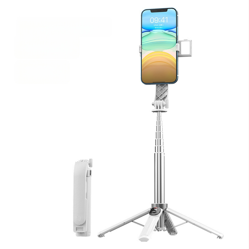 Četrkājains telefona statīvs tiešraidei ar Bluetooth tālvadību un iebūvētu apgaismojumu