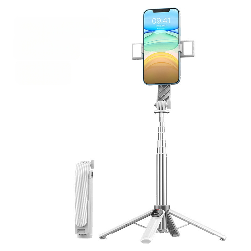 Četrkājains telefona statīvs tiešraidei ar Bluetooth tālvadību un iebūvētu apgaismojumu