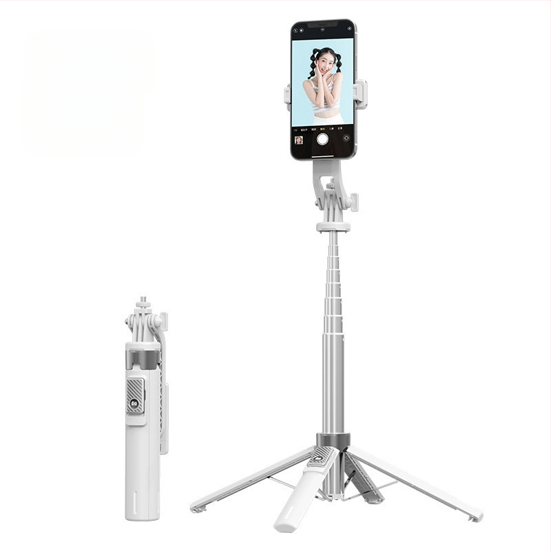 Bluetooth Selfie nūjiņa ar apgaismojumu, alumīnija sakausējuma caurule, noņemams gimbāls, četrrānu statīvs kamerai un viedtelefonam