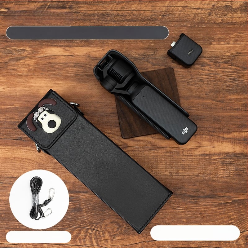 Θήκη Osmo Pocket 3 για κάμερα – εξωτερικό συνθετικό δέρμα, επένδυση από καμβά, ζώνη crossbody, unisex