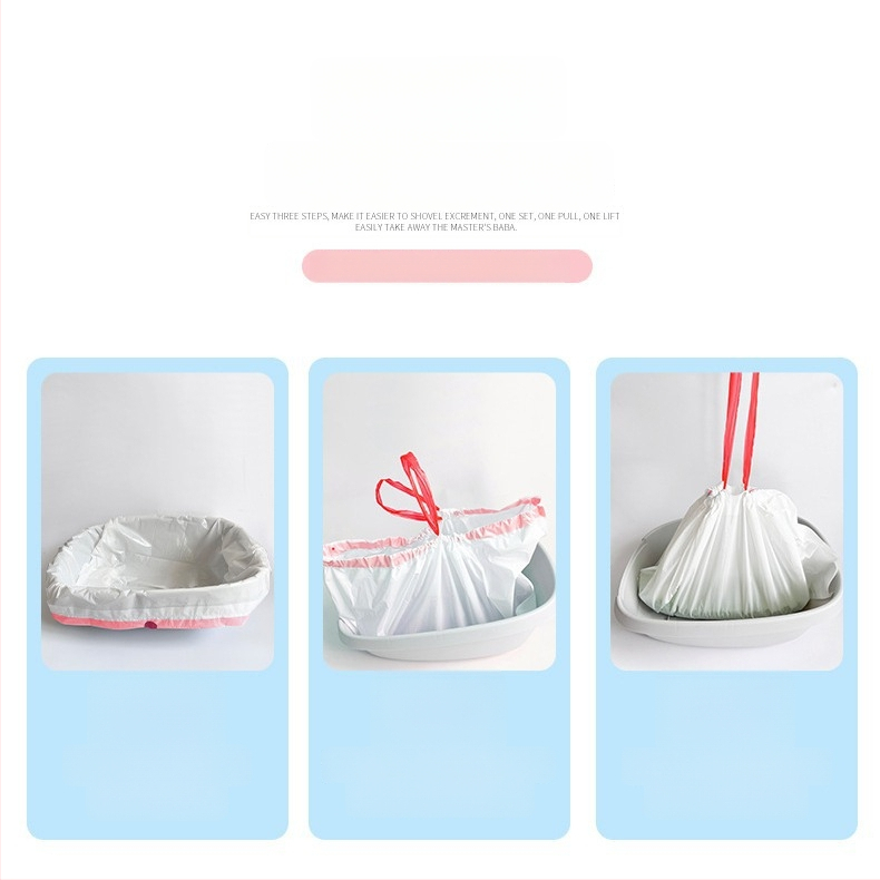 Σάκος απορριμμάτων γάτας με κορδόνι και λαβή, παχύτερο HDPE, κυλιόμενος σχεδιασμός