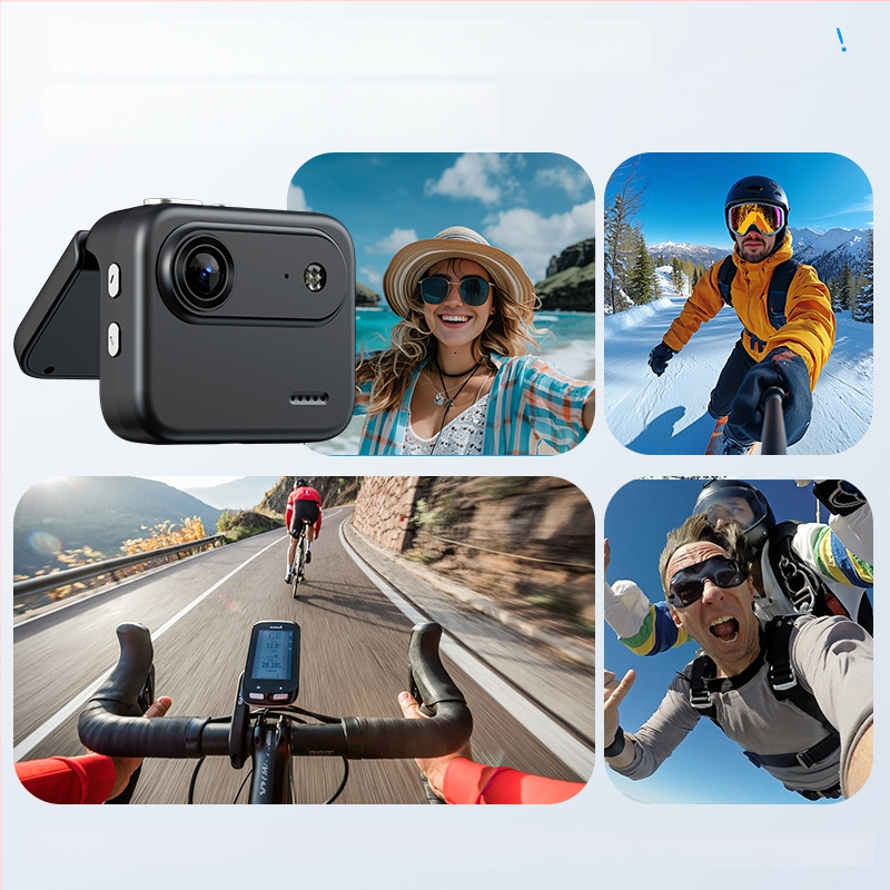 Y360 sporta kamera ar apgriežamu ekrānu, 4K video, stabilizācija, 143° platleņķa skats, 2,0 collu LCD