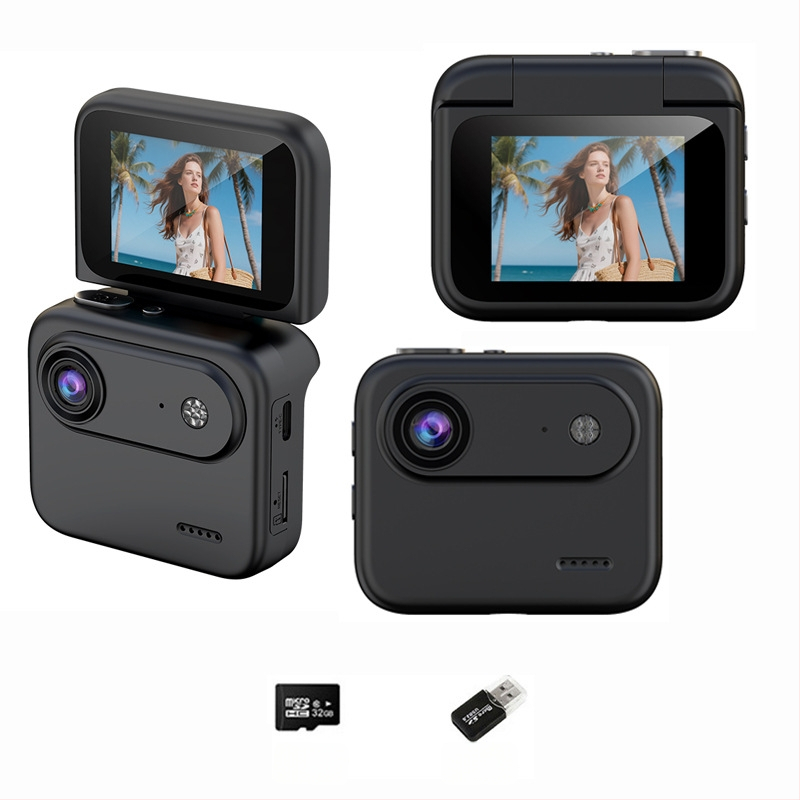 Y360 sporta kamera ar apgriežamu ekrānu, 4K video, stabilizācija, 143° platleņķa skats, 2,0 collu LCD