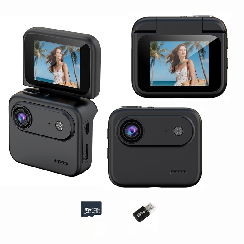 Y360 sporta kamera ar apgriežamu ekrānu, 4K video, stabilizācija, 143° platleņķa skats, 2,0 collu LCD