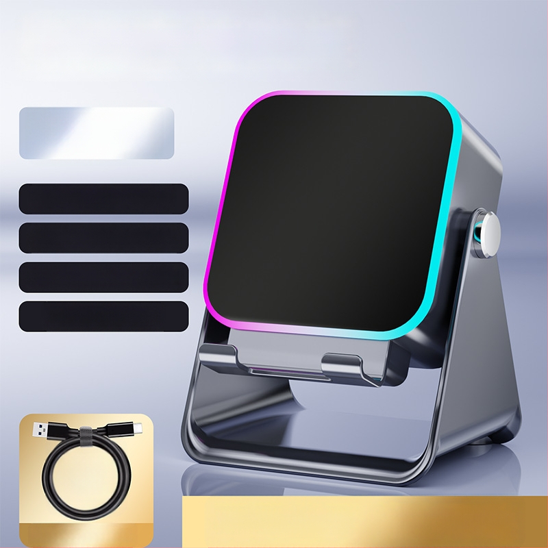 Sakārtojams galda tālruņa statīvs ar bezvadu skaļruni un atmosfēras gaismu, QC4.0 ātrā uzlāde, 15W, 3A