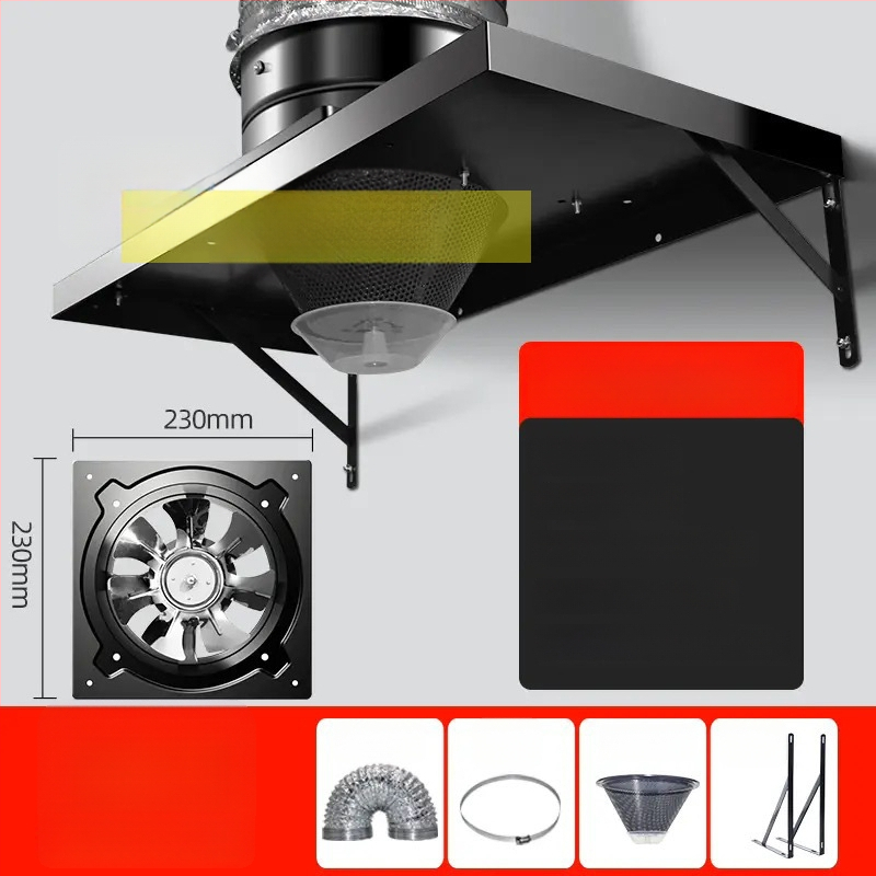 Konyhai kipufogó ventilátor nagy szívóerővel, FD250 modell, függőleges szerelés, 220V, 50W, vasból készült ház