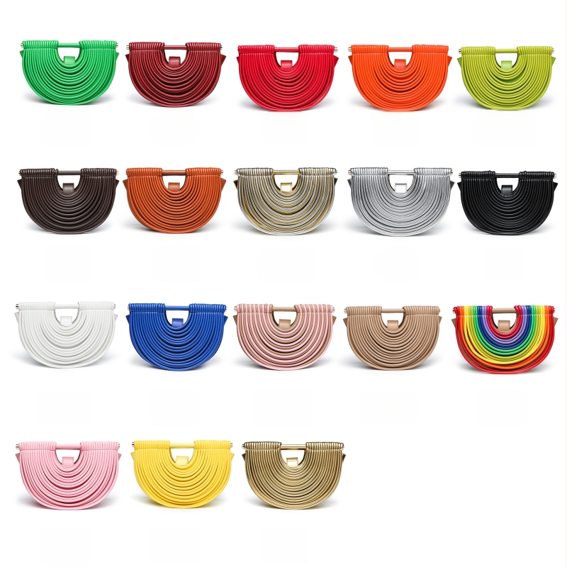 Ženska pletena torbica u obliku školjke, PU materijal, magnetno zatvaranje, džep za telefon, crossbody remen