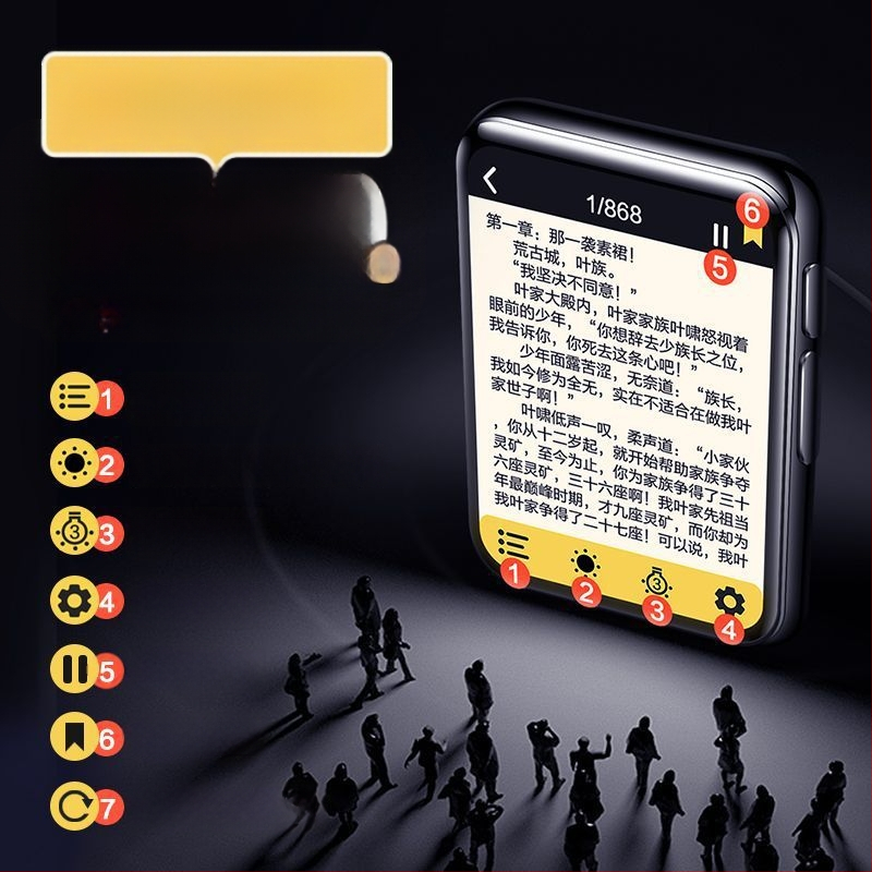 Bluetooth MP3/MP4 lejátszó e-könyv olvasóval és külső hangkimenettel