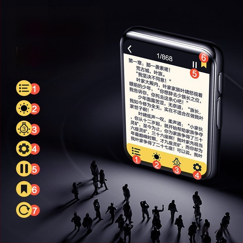 Bluetooth MP3/MP4 lejátszó e-könyv olvasóval és külső hangkimenettel