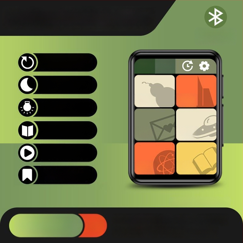 Bluetooth MP3/MP4 lejátszó e-könyv olvasóval és külső hangkimenettel