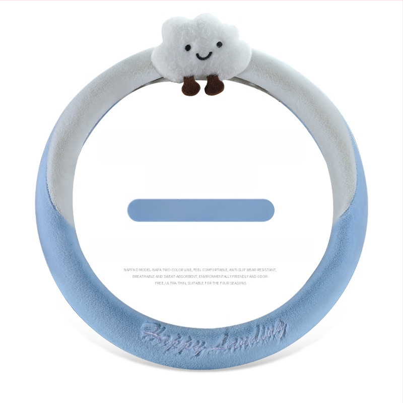 калъф за волан – изкуствен плюш, неплъзгащ се, топъл, райета; (материал: изкуствен плюш; модел: райета; монтаж: общ; шиене: машинно; сезон: зимен)