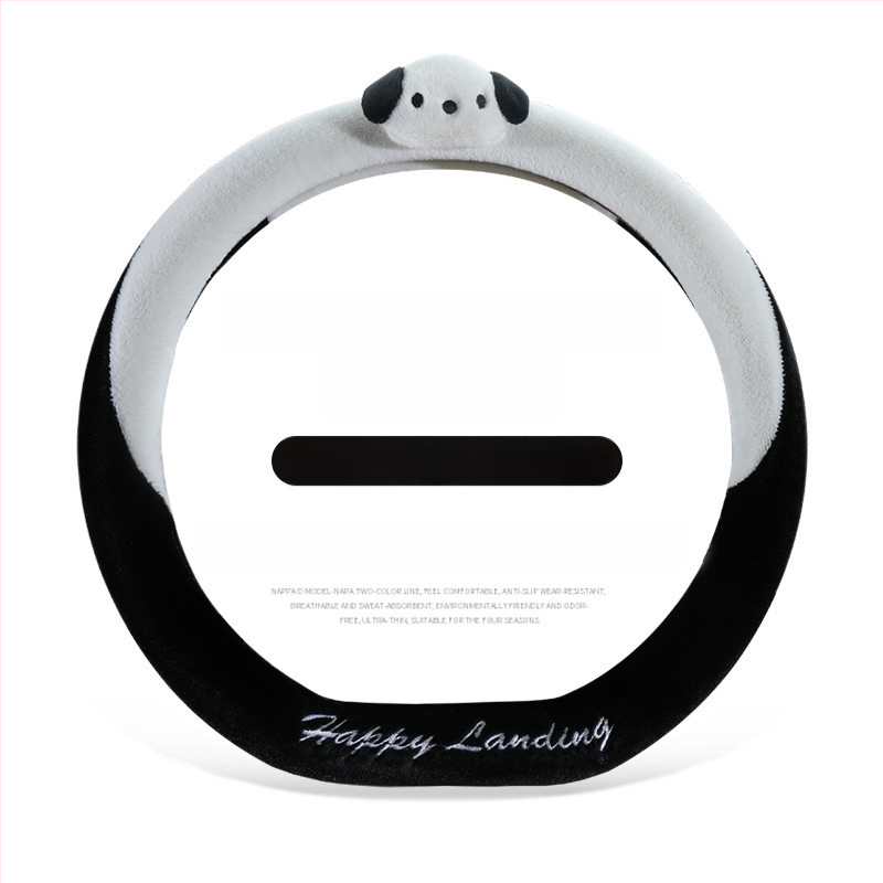 калъф за волан – изкуствен плюш, неплъзгащ се, топъл, райета; (материал: изкуствен плюш; модел: райета; монтаж: общ; шиене: машинно; сезон: зимен)