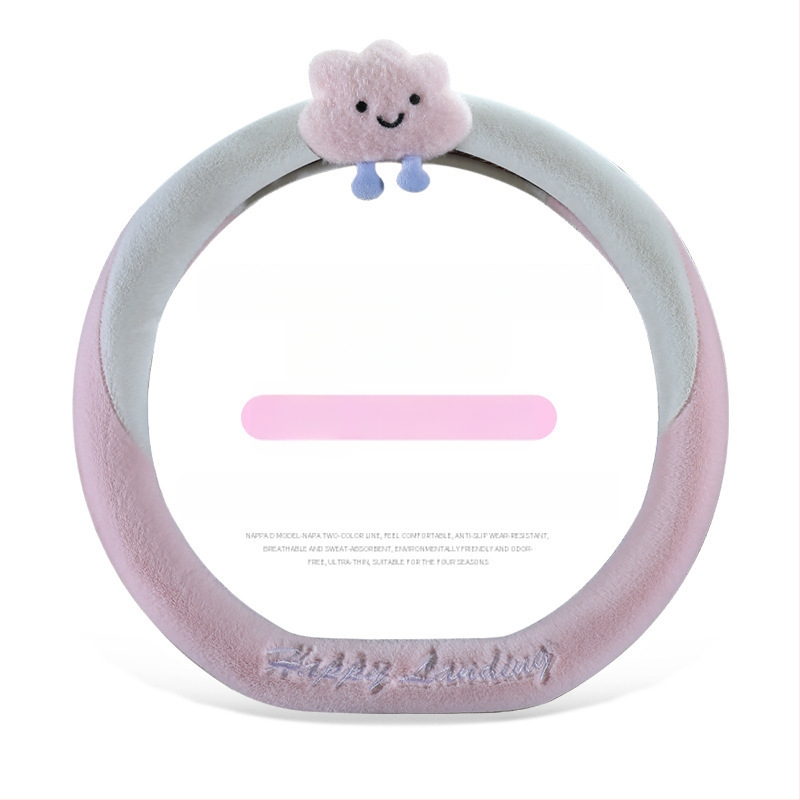 калъф за волан – изкуствен плюш, неплъзгащ се, топъл, райета; (материал: изкуствен плюш; модел: райета; монтаж: общ; шиене: машинно; сезон: зимен)