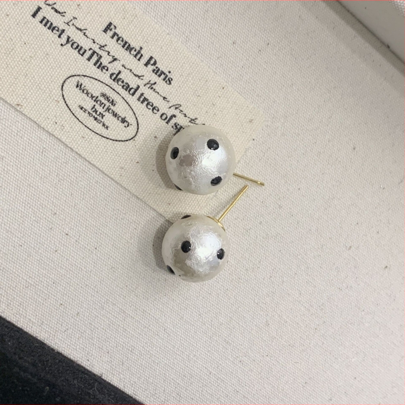 GUSHI auskari ar kokvilnas pērļām, ģeometrisks dizains, vintage stils, elektroplatinga pārklājums