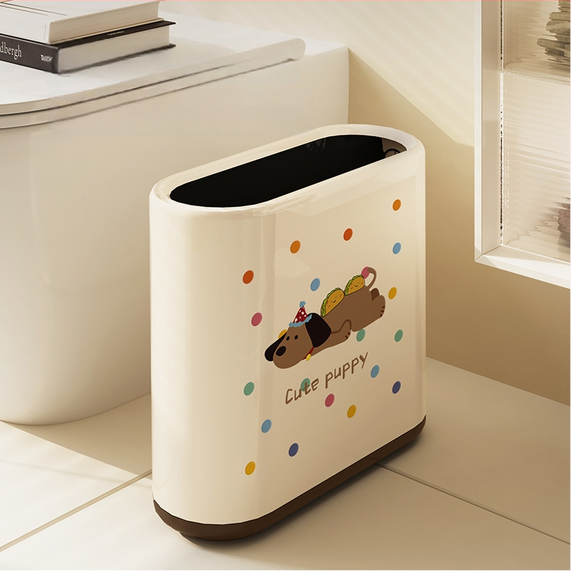 Ovalus vonios kambario šiukšlių dėklas, animacinio filmo dizainas, 12 L talpa, be dangčio, iš popieriaus