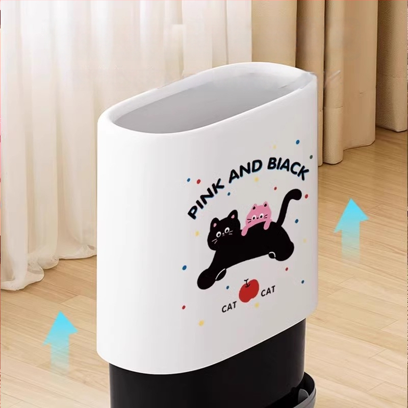 Ovalus vonios kambario šiukšlių dėklas, animacinio filmo dizainas, 12 L talpa, be dangčio, iš popieriaus