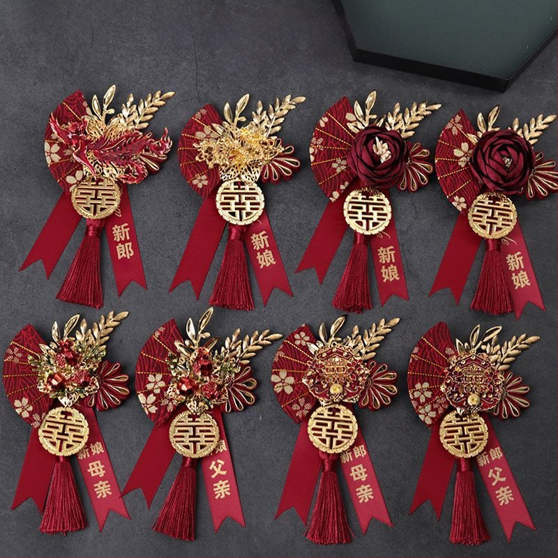 Vestuvinis korsago komplektas nuotakai, jaunikliui ir šeimai — lydinys, kinų stilius