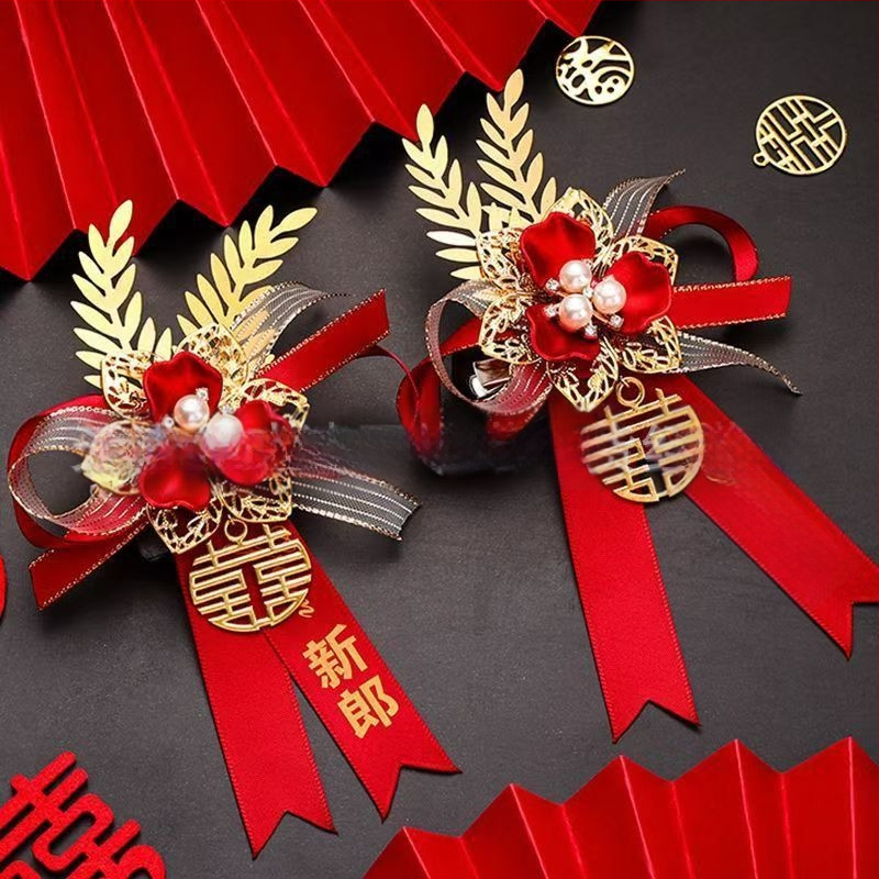 Vestuvinis korsago komplektas nuotakai, jaunikliui ir šeimai — lydinys, kinų stilius