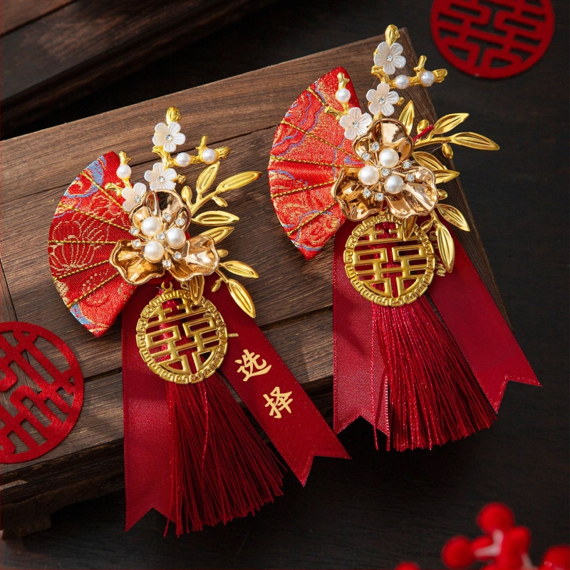 Vestuvinis corsage komplektas šeimai ir tėvams, šilko gėlės, kinų stiliaus nuotakai ir jaunikviui