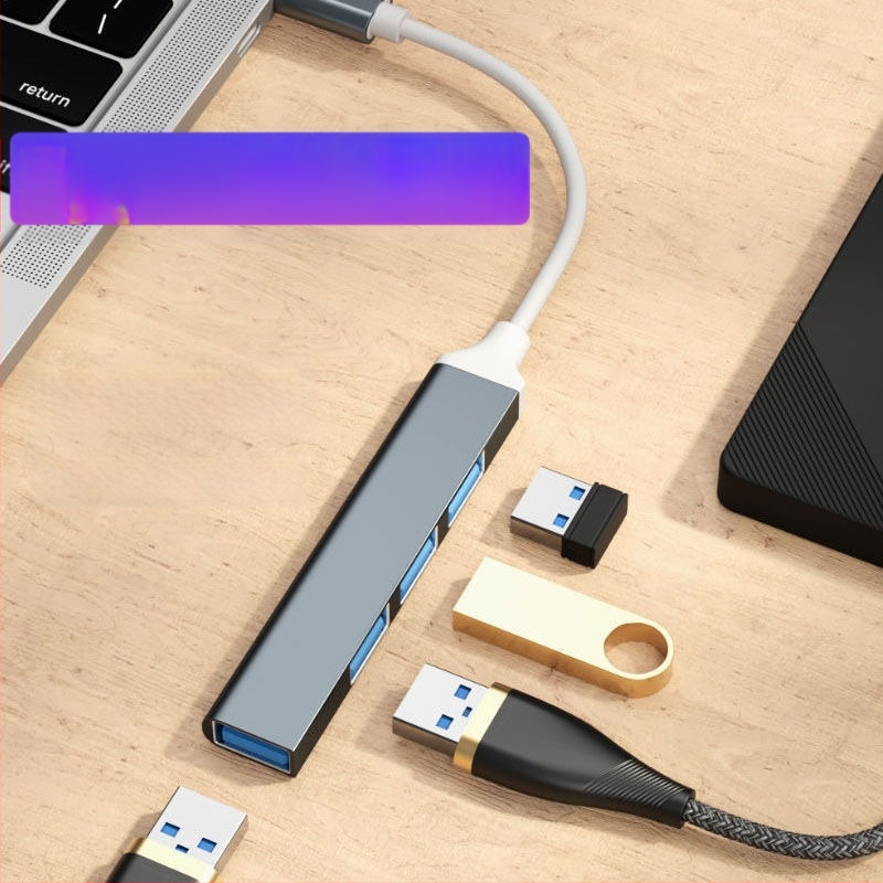 Pinyue USB-C hub, 4-u-1 USB 3.0 docking stanica, kabel duljine 19,4 cm, napajanje preko USB