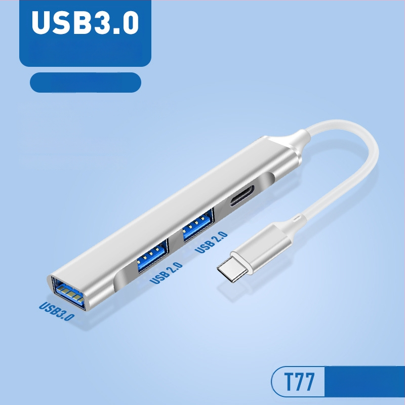 Pinyue USB-C hub, 4-u-1 USB 3.0 docking stanica, kabel duljine 19,4 cm, napajanje preko USB