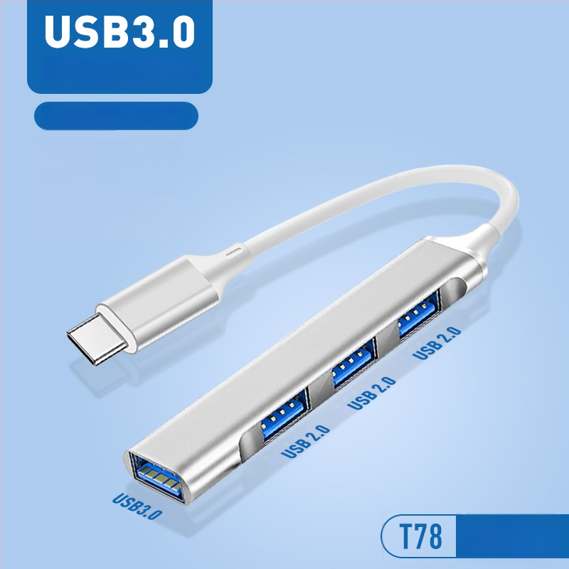 Pinyue USB-C hub, 4-u-1 USB 3.0 docking stanica, kabel duljine 19,4 cm, napajanje preko USB