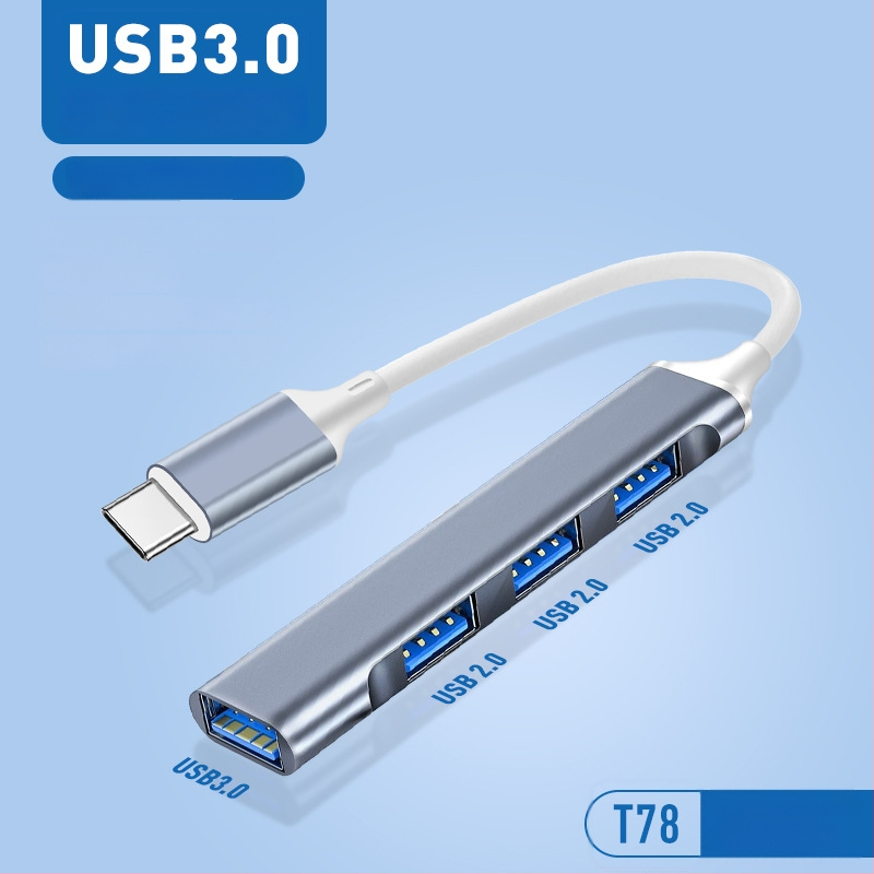 Pinyue USB-C hub, 4-u-1 USB 3.0 docking stanica, kabel duljine 19,4 cm, napajanje preko USB