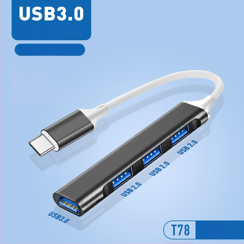 Pinyue USB-C hub, 4-u-1 USB 3.0 docking stanica, kabel duljine 19,4 cm, napajanje preko USB