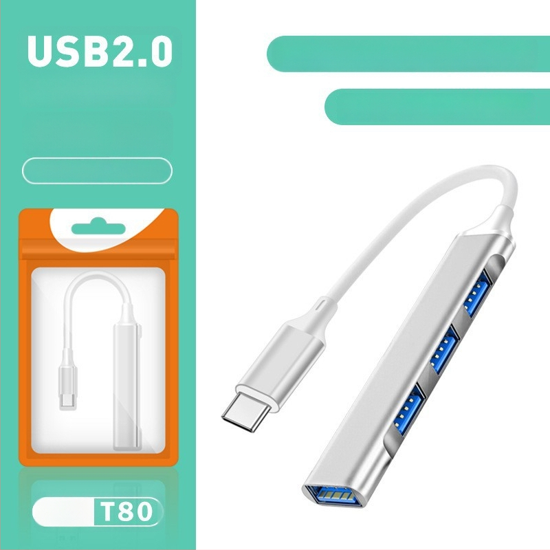 Pinyue USB-C hub, 4-u-1 USB 3.0 docking stanica, kabel duljine 19,4 cm, napajanje preko USB