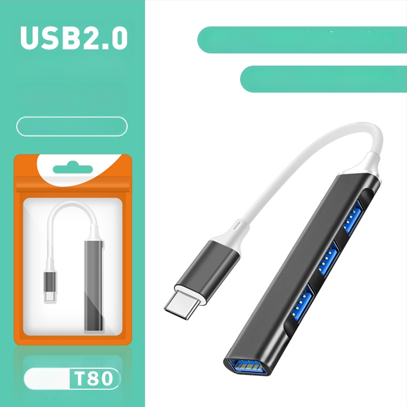 Pinyue USB-C hub, 4-u-1 USB 3.0 docking stanica, kabel duljine 19,4 cm, napajanje preko USB