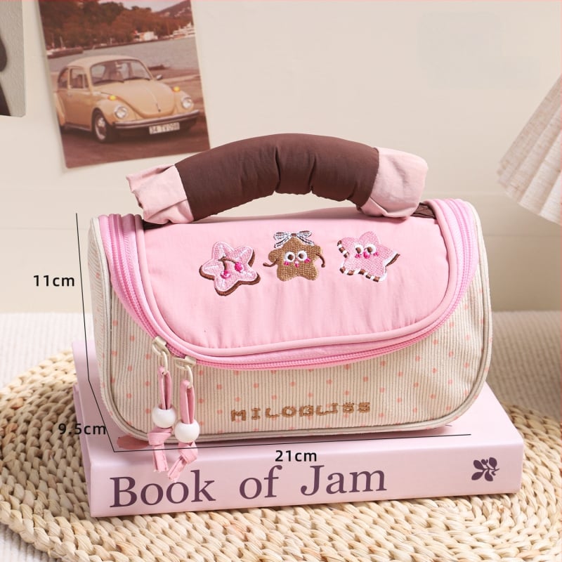 Geantă de makeup cu capacitate mare și compartimente separate, pentru călătorii de agrement, din poliester, închidere cu fermoar, pentru femei