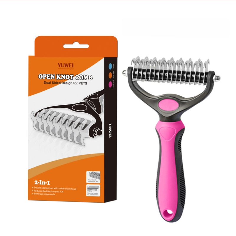 Pieptene detanglare cu dinți dubli pentru câini și pisici, loturi mici, personalizare