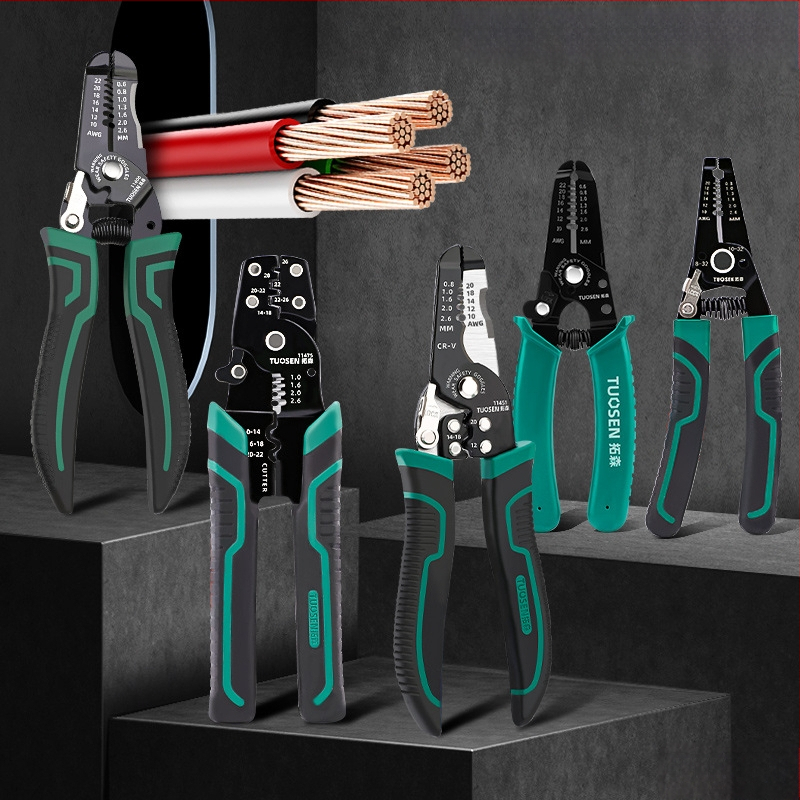Tuosen клещи за премахване на изолацията на проводници — многофункционален инструмент за премахване на изолацията, кримпване, захващане и отваряне на кабели