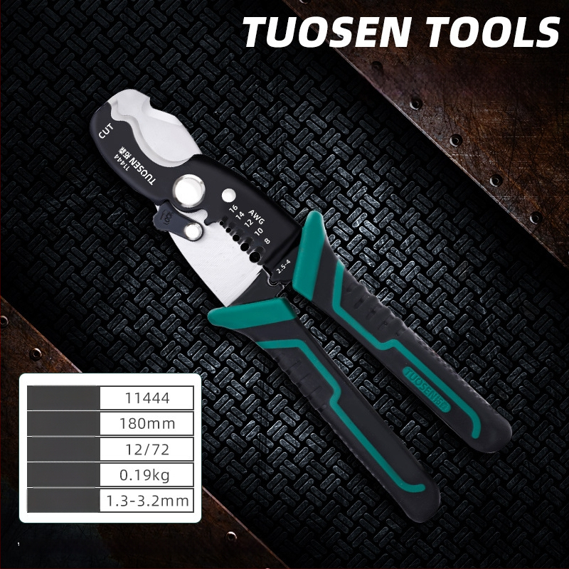 Tuosen клещи за премахване на изолацията на проводници — многофункционален инструмент за премахване на изолацията, кримпване, захващане и отваряне на кабели