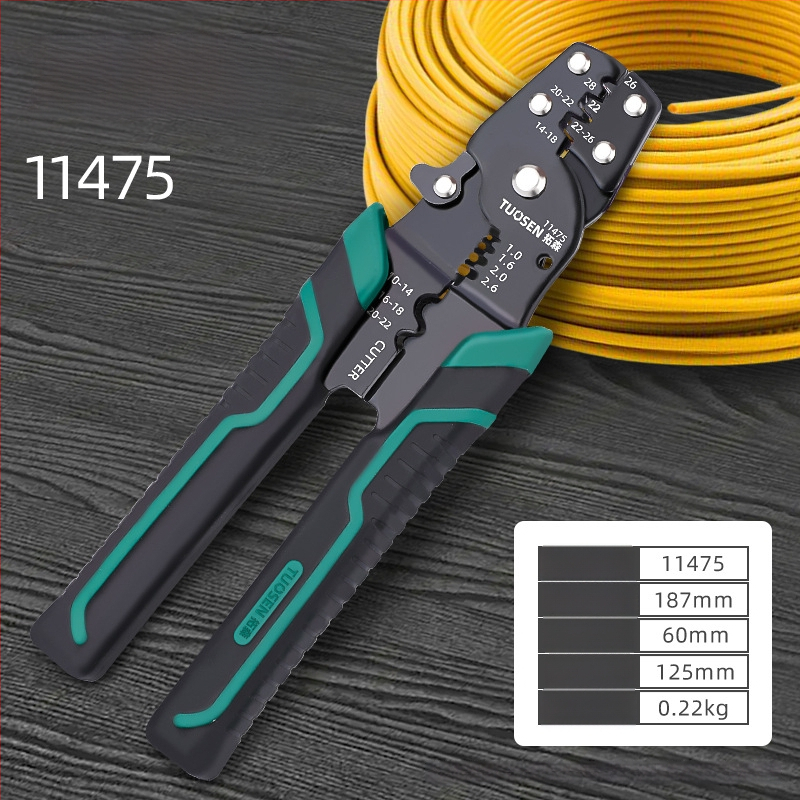 Tuosen клещи за премахване на изолацията на проводници — многофункционален инструмент за премахване на изолацията, кримпване, захващане и отваряне на кабели