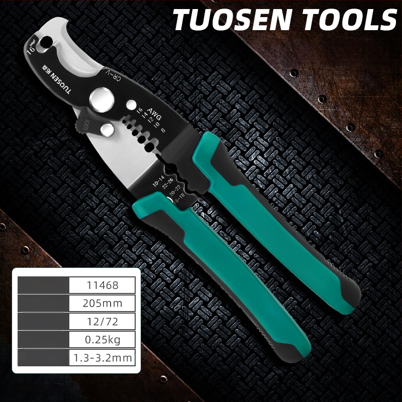 Tuosen клещи за премахване на изолацията на проводници — многофункционален инструмент за премахване на изолацията, кримпване, захващане и отваряне на кабели